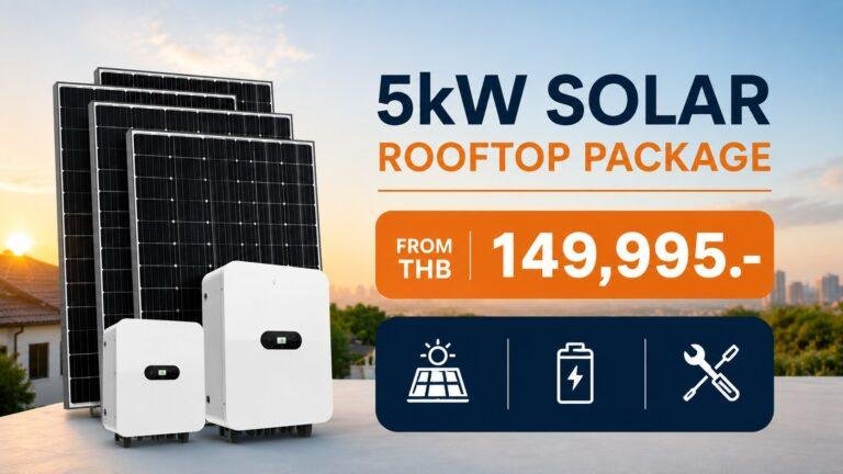 5kW residential solar panel system in Thailand with hybrid inverter installed by Right Price Solar from THB 149,995.