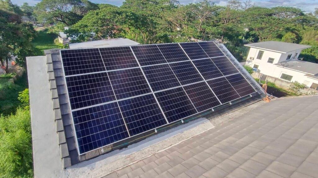 Residential rooftop solar panel installation for hybrid, on-grid and off-grid solar systems in Thailand.