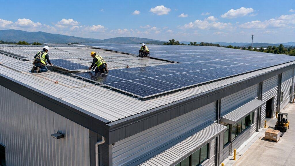 Commercial solar installation on a business in Chiang Mai