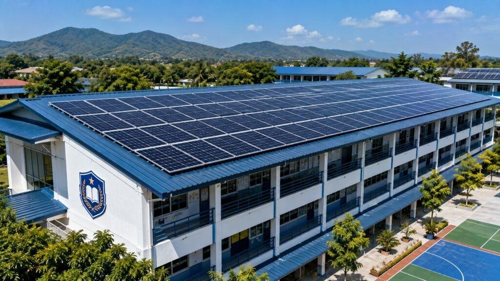 Solar panels installed at a school in Chiang Mai
