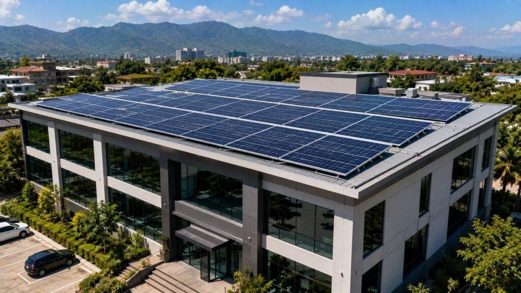 Home solar energy system in Thailand designed to reduce household grid electricity consumption and long-term energy costs.