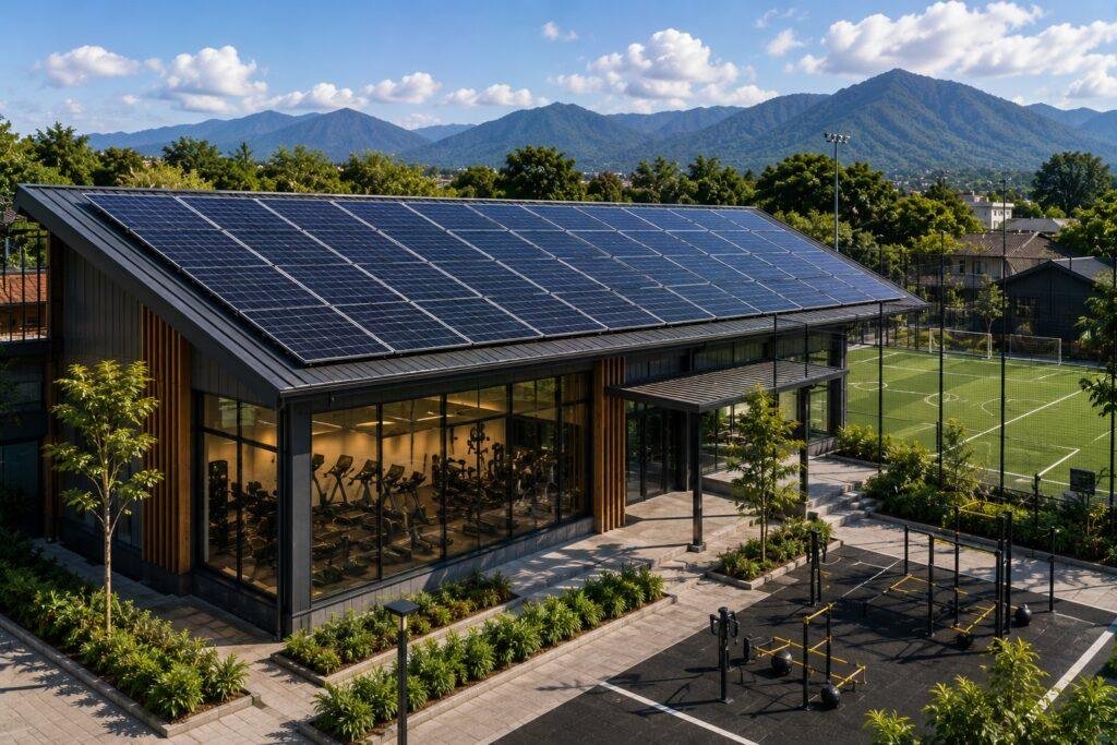 Solar panels installed at a gym and sports facility in Chiang Mai