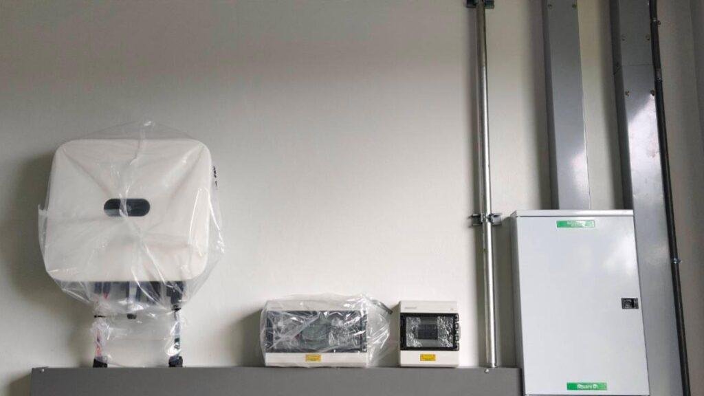 Hybrid solar battery storage system installed in a modern home in Thailand storing renewable solar energy for use after sunset.